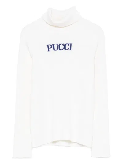 Pucci Junior Kids' Logo Turtleneck Sweater In Neutral
