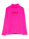 Pucci Junior Logo Turtleneck Sweater In Pink