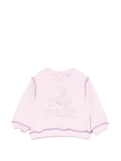 Pucci Junior Babies' Logo-embroidered Contrast-stitch Sweatshirt In Pink