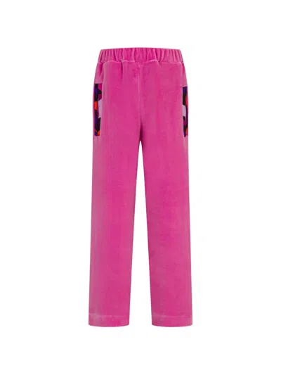 Pucci Junior Kids' Logo-embroidered Velour Track Pants In Pink