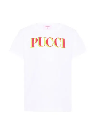 Pucci Junior Kids' Logo-print Cotton T-shirt In White