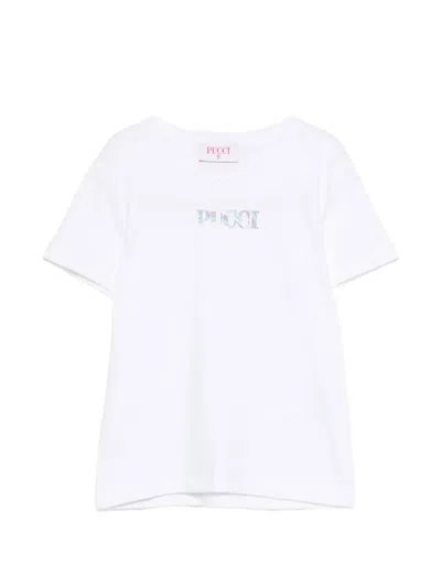 Pucci Junior Kids' Logo-print T-shirt In White