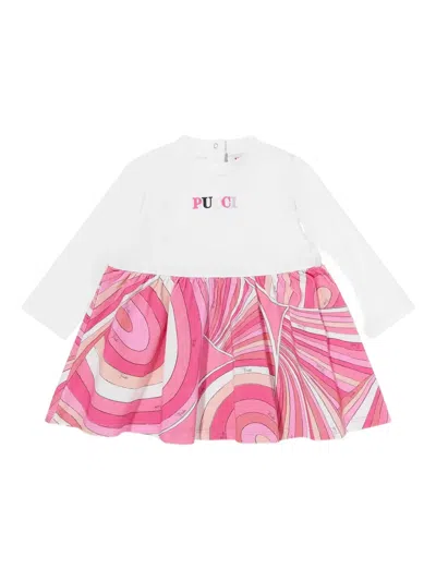 Pucci Junior Babies' Long-sleeve Graphic Dress In Pink