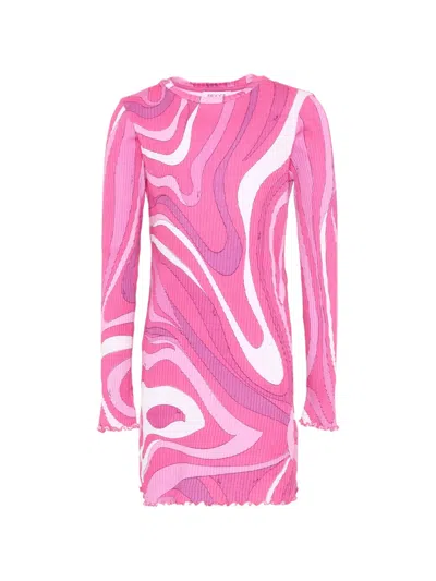 Pucci Junior Kids' Long-sleeve Patterned Dress In Pink