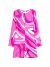 Pucci Junior Long-sleeved Patterned Swimsuit In Pink