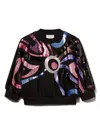 Pucci Junior Marmo-embellished Sweatshirt In Black
