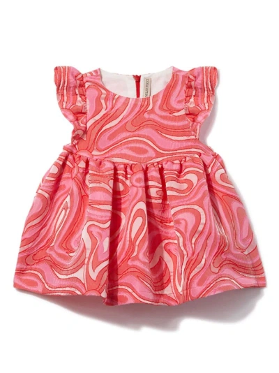 Pucci Junior Kids' Marmo-jacquard Sleeveless Dress In Red