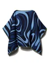 Pucci Junior Marmo-jacquard Velour Cape In Blue