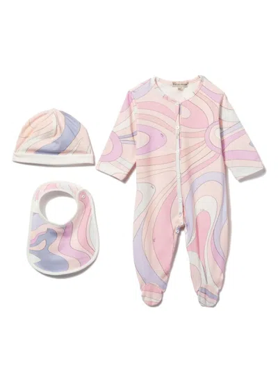 Pucci Junior Marmo-print Babygrow Set In Pink