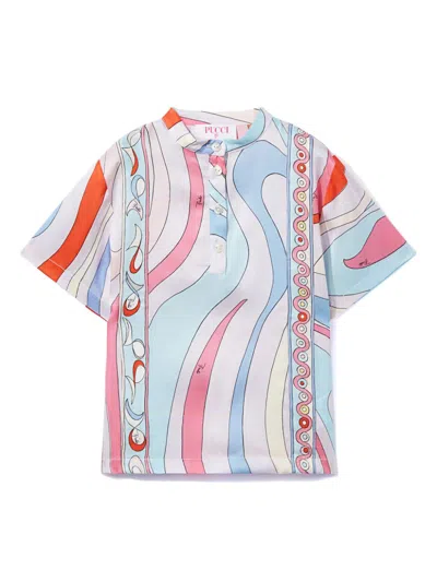 PUCCI JUNIOR MARMO-PRINT BUTTONED SHIRT