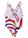 Pucci Junior Marmo-print Crisscross Swimsuit In Multi