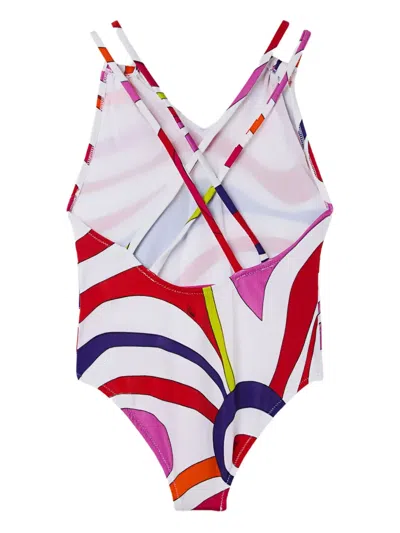 Pucci Junior Kids' Marmo-print Crisscross Swimsuit In Multi