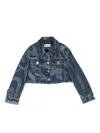 Pucci Junior Marmo-print Denim Jacket In Blue