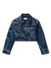 Pucci Junior Marmo-print Denim Jacket In Blue