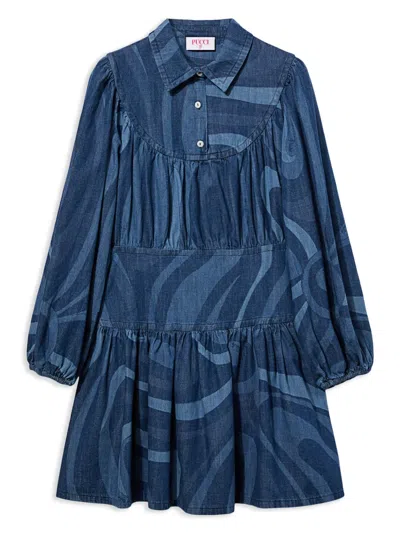 Pucci Junior Babies' Marmo-print Dress In Blue