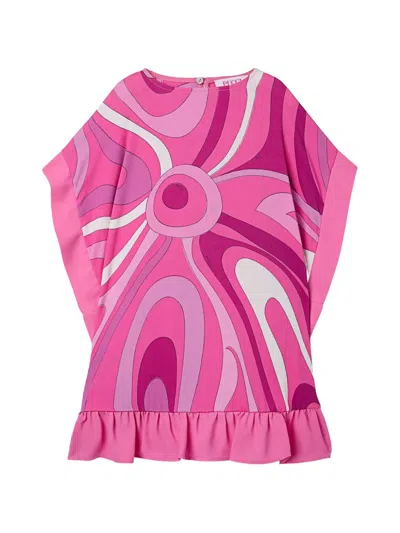 Pucci Junior Kids' Marmo Print Dress In Multi