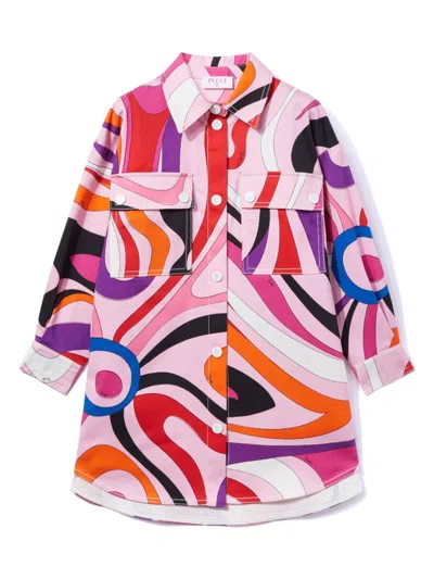 Pucci Junior Kids' Marmo-print Dress In Pink
