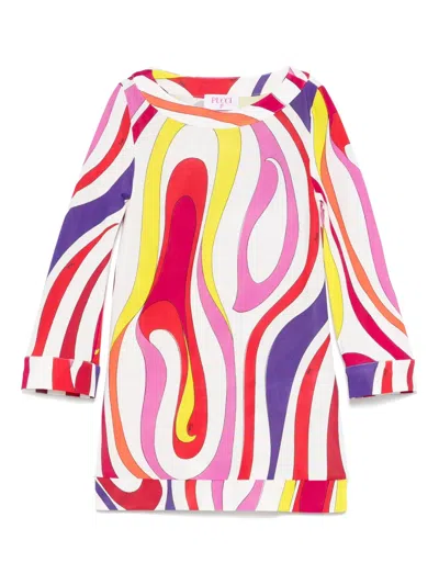 Pucci Junior Kids' Marmo-print Dress In White