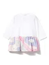 Pucci Junior Marmo-print Long-sleeve Dress In White