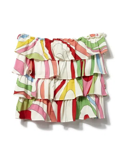 Pucci Junior Kids' Marmo-print Miniskirt In Multicolour