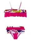 Pucci Junior Marmo-print Ruffled Bikini In Pink