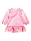 Pucci Junior Marmo-print Ruffled Dress In Pink