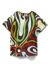 Pucci Junior Abstract-print Short-sleeved Dress In Black