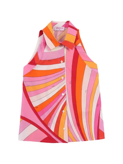 Pucci Junior Kids' Marmo-print Sleeveless Shirt In Pink