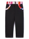 Pucci Junior Marmo-print Trousers In Black