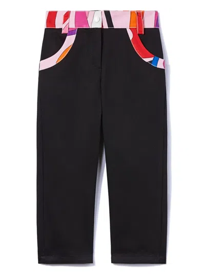 Pucci Junior Kids' Marmo-print Trousers In Black