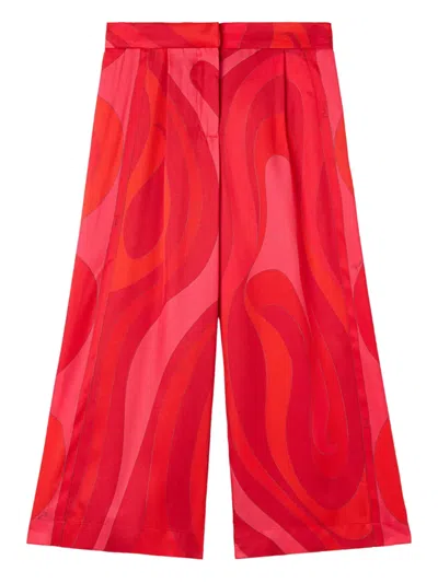 Pucci Junior Kids' Marmo-print Trousers In Red