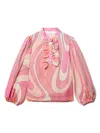 Pucci Junior Marmo-print Wool Blouse In 粉色