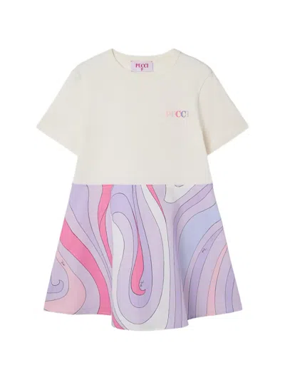 Pucci Junior Kids' Marmo Print Dress In Multi