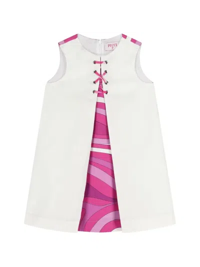 Pucci Junior Kids' Marmo-print Lace-up Dress In Multi