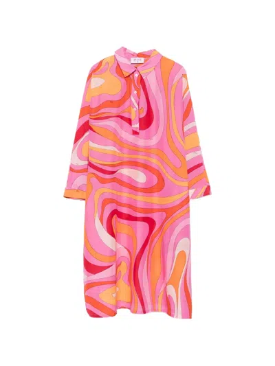 Pucci Junior Kids' Marmo-print Shirt Dress In Multi