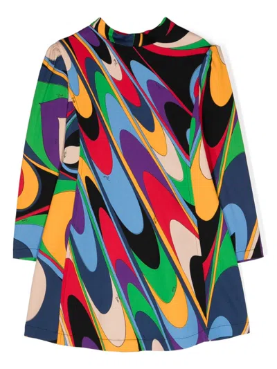 Pucci Junior Onde-print A-line Dress In Multi