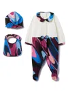 Pucci Junior Onde-print Babygrow Set In Neutrals