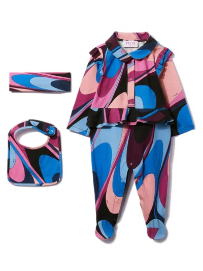 Pucci Junior Onde-print Babygrow Set In Pink