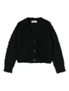 Pucci Junior Onde-print Bouclé Cardigan In Black