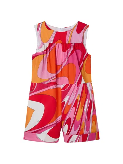 Pucci Junior Kids' Onde Print Dress In Pink