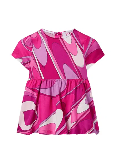 Pucci Junior Babies' Onde Print Dress In Pink