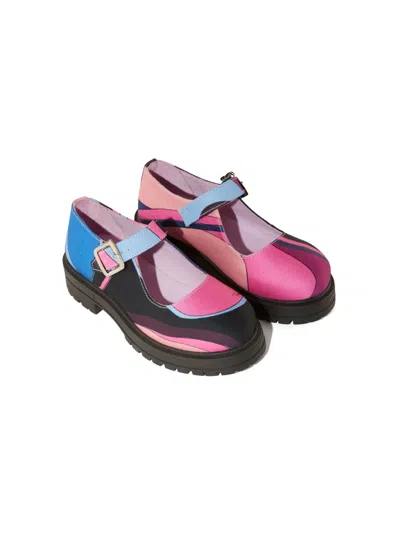 Pucci Junior Kids' Onde-print Loafers In Pink