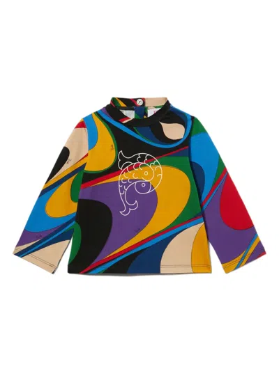 Pucci Junior Babies' Onde-print Top In Yellow
