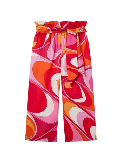 Pucci Junior Kids' Onde Print Cotton Pants In Multi