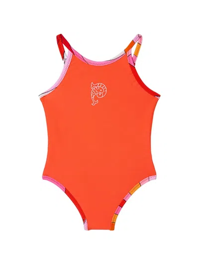Pucci Junior Babies' One-piece Swimsuit With Fish Logo In Orange