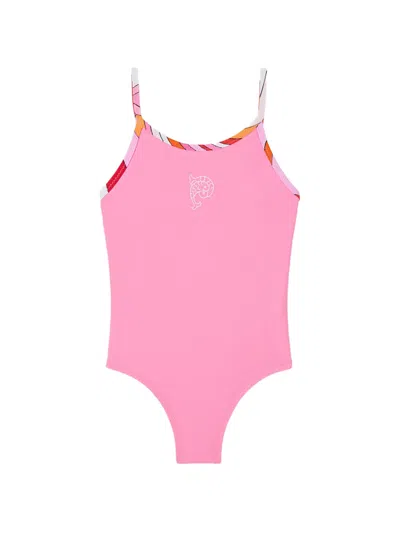 Pucci Junior Babies' One-piece Swimsuit With Fish Logo In Pink