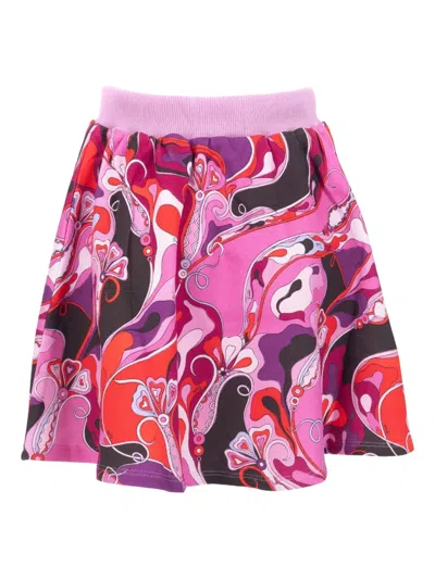 Pucci Junior Kids' Orchidee-print Cotton Skirt In Multi