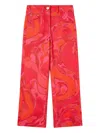 Pucci Junior Orchidee-print Five-pockets Trousers In Red
