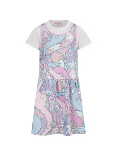 Pucci Junior Kids' Orchidee Print Layered-effect Dress In Pink