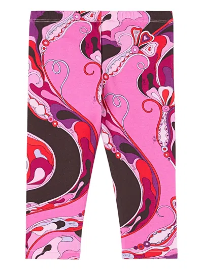 Pucci Junior Babies' Orchidee-print Leggings In Multi